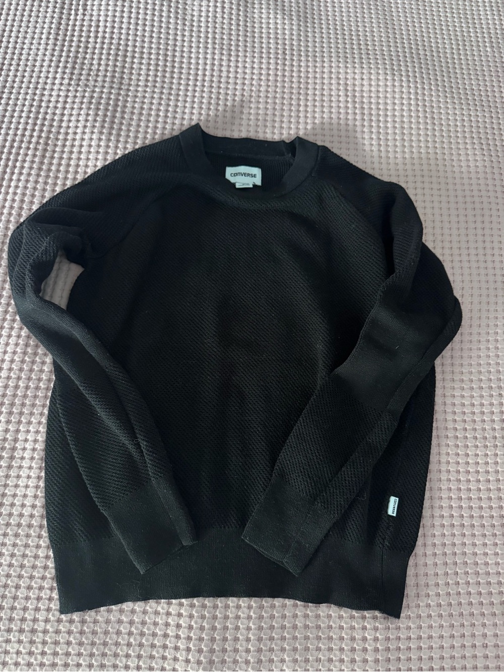 Converse Women’s Black Textured Crewneck Sweater